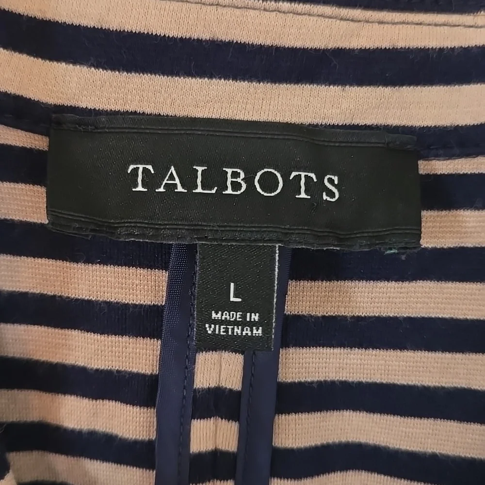 Talbots Navy Striped Knit Blazer Size Large - Picture 7 of 9
